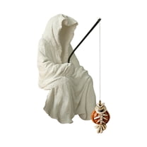 HCTSHG Fishing Sitting Statue Gothic Robe, Halloween Fish Tank Decor, Halloween Statue for Outdoor Garden Yard Lawn Shelf Table and Desktop