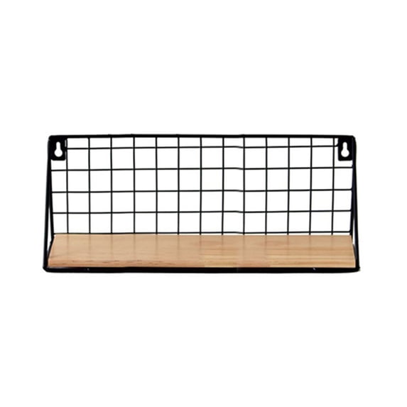 HCTSHG Floating Shelves Wall Mounted, Rustic Wood Storage Display Shelf with Metal Wire Basket, Hanging Shelf for Bedroom, Bathroom, Living Room, Kitchen and Office, Available in 3 Size Options