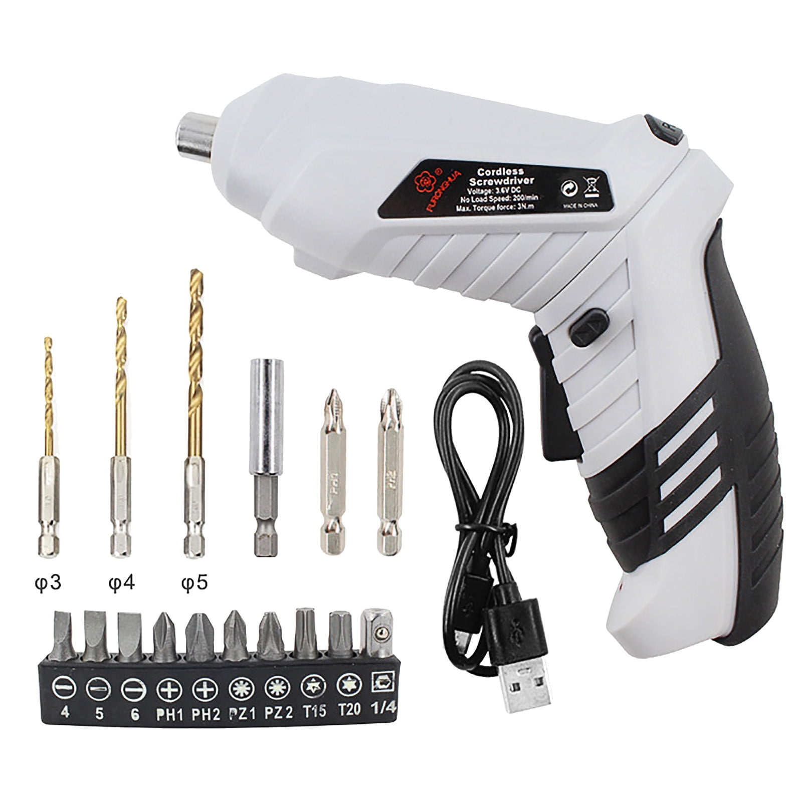 HCTSHG Foldable Electric Screwdriver, Rechargeable Cordless Screwdriver with USB Cable, Small Power Drill Set with Adjustable Torque and LED Light, for Home, Office, and DIY Tool Projects