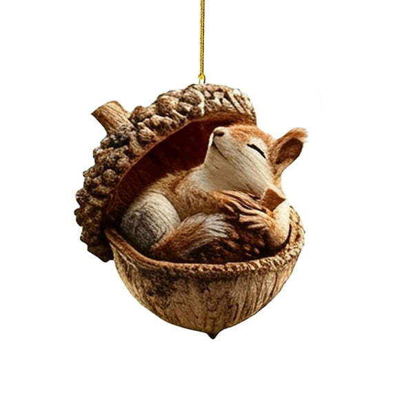HCTSHG Forest Animal Acorn Ornaments,2D Cute Forest Fox Rabbit Hedgehog Owl Squirrel Decorations,Rustic Nature Themed Home Decor, Animal Lovers Gift ﻿