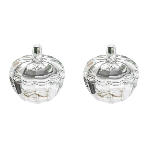 HCTSHG Glass Pumpkin Candy Jar Halloween Candy Bowl Jars with Lids Pumpkin Container with Cover Transparent Target Glass Dish for Halloween Home Party Wedding Decor