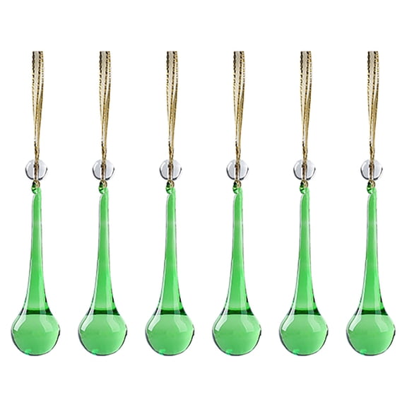 HCTSHG Glass Raindrop Christmas Ornaments Crystal Teardrop Hanging Ornaments Clear Chandelier Drop Pendant Decorations for Christmas Tree Winter New Year Party Supplies Home Decor 