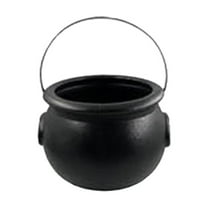 HCTSHG Halloween Decorations - Witches Cauldron Candy Serving Bowls on Rack, Black Plastic Cauldron with Skeletons for Indoor/Outdoor Home/Kitchen Decoration