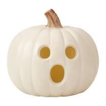 HCTSHG Halloween Pumpkin Lights Jack O Lanterns Vintage Halloween Decorations Classic Plastic Pumpkin Statue Light Up Table Decor for Home Office Party Decorations