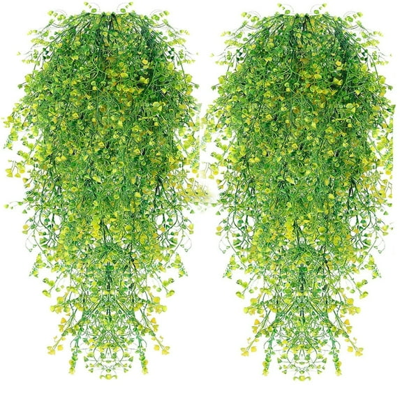 HCTSHG Hanging Fake Plants Faux Ferns Ivy Willow Vine Leaves Wall Greenery Artificial Vine UV Resistant Plastic Home Garden Wedding Party Indoor Outdoor Decorations