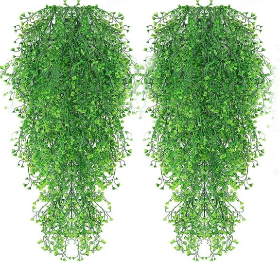 HCTSHG Hanging Fake Plants Faux Ferns Ivy Willow Vine Leaves Wall Greenery Artificial Vine UV Resistant Plastic Home Garden Wedding Party Indoor Outdoor Decorations