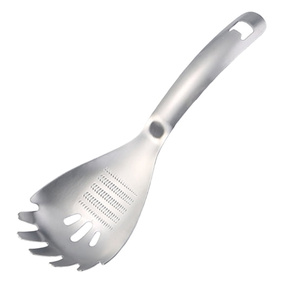 HCTSHG Innovative Multipurpose Stainless Steel Kitchen Spoon, Combines Garlic Crusher, Spaghetti Server, and Egg Separator Functions, Utensil for Grinding, Serving, and Food Prep