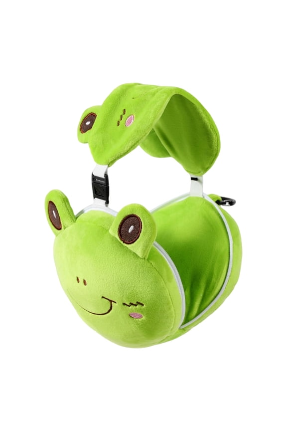 Kids 2 In 1 Travel Pillow with Soft Plush Folding Pillow Set Cute Animal Design Lightweight&Portable for Airplane Car Nap Time Toddler Comfortable Travel Accessories for Long Trips Home Use