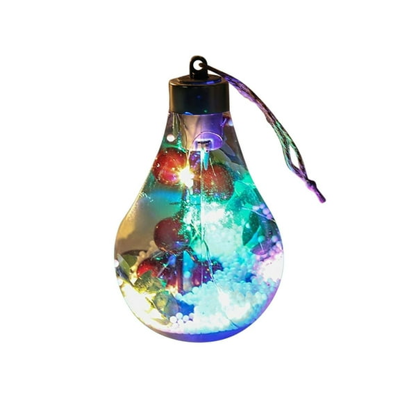 HCTSHG LED Christmas Ball, Transparent Fillable Hanging Ornaments, Clear Plastic DIY Light Bulb with Rope, for Christmas Tree Decoration Pendant