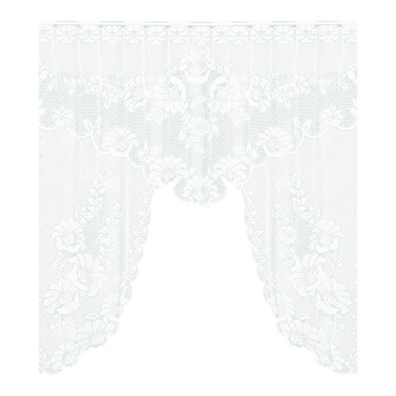 HCTSHG Lace Curtain Style Window Curtain, Boho Crochet Curtain,Sheer Fabric Drapes, Light Filtering Privacy Curtains for Kitchen Dining Room Bedroom Bathroom Cafe Home Decor Use