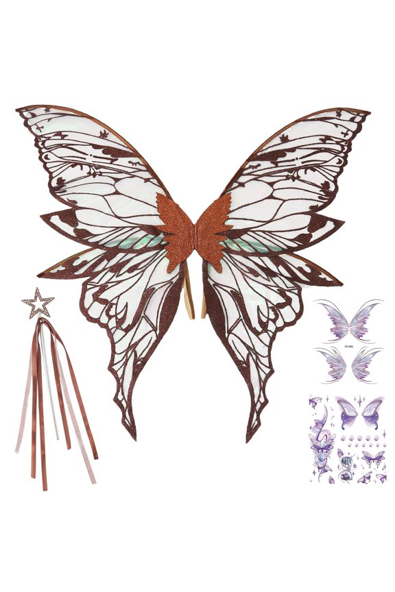Large 31.5" Fairy Wings for Women, Girls, and Adults, Butterfly Costume Set for Halloween Parties, Cosplay Events, Fantasy Festivals, and Photo Props
