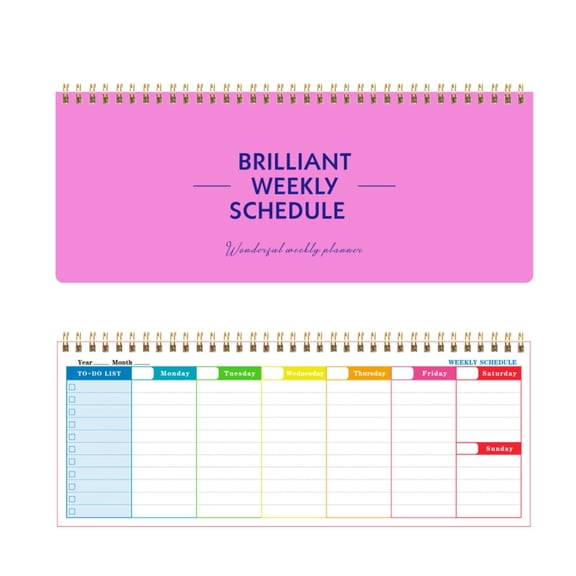 HCTSHG Long Weekly Plan Simple Coil Note Time Management Ledger,Daily, Weekly & Monthly Planner,Monthly Tabs,Cover for Goals,Projects,Clients,Academic or Meal-Organize Your Daily Work Efficiently