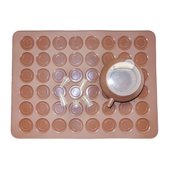 HCTSHG Non-Stick Silicone Baking Mat Set, with Decorating Pot, for Macaron, Cookie, Pizza, Bread, Pastry, Oven Safe, Food Grade Reusable, Baking Supplies, Easy Release, Half Sheet Size
