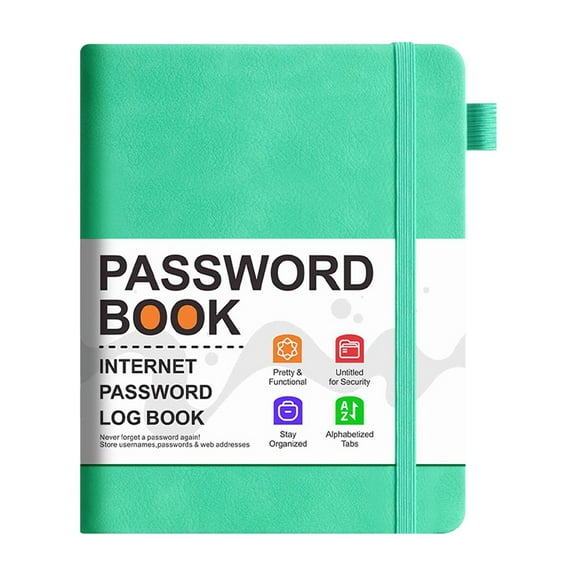 HCTSHG Password Record Notebook for Secure and Website Logbook with Elastic Closure, Password Notebook for Internet Website Address Log in Detail, Password Logbook to Help You Stay Organized
