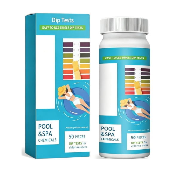 HCTSHG Pool Test Strip Pool Test Kit Accurately for Alkalinity,Easy Accurate Test Strip for Swimming Pool Spa for Chlorine Bromine Total Hardness Cyanuric Acid Alkalinity pH,Fast Reading,50 Strip 