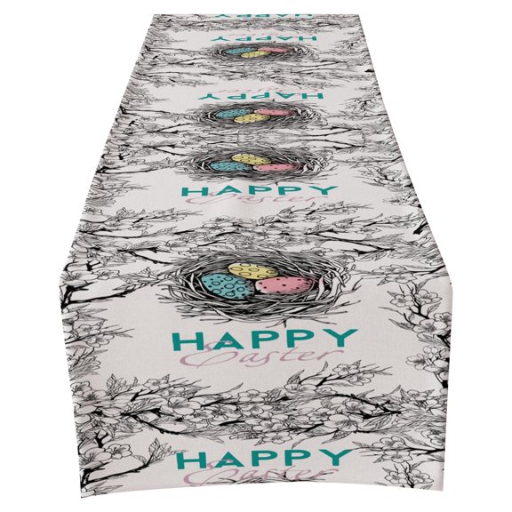 HCTSHG Rabbit Happy Easter Kitchen Decor, Indoor and Outdoor Table Cover, Napkins, and Party Supplies for Spring Holiday, Family Dinner, Easter Brunch, and Table Decorations