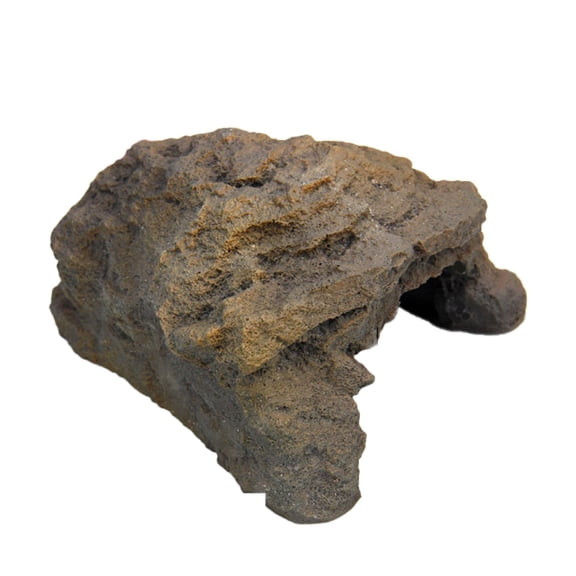 HCTSHG Resin Reptile Hide Cave, Gray Turtle Basking Dock, Pet Shelter for Snake, Crested Gecko, Lizard, Frogs, Tortoise, Aquarium Decor, Climbing Platform, Stone Design Habitat