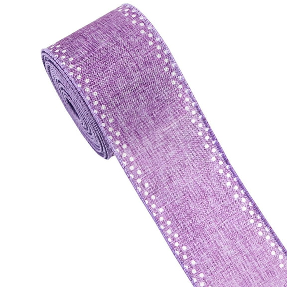 HCTSHG Ribbon with Edge Square Pattern Wrapping Ribbon Purple Lavender Burlap Ribbon Bows Christmas Ribbon Ornaments Holiday Craft Ribbons for Wreath Bow Gift Wrapping Decorations