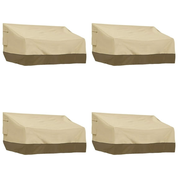 HCTSHG Seater Heavy Duty Patio Bench Loveseat Cover, Waterproof Outdoor Sofa Cover, Lawn Patio Furniture Covers with Air Vent, Small(Standard), Beige & Brown