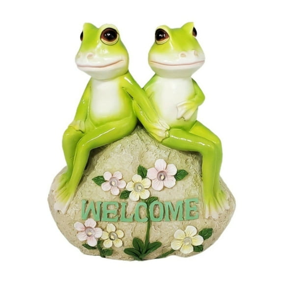 HCTSHG Solar Garden Outdoor Statues Frog with Succulent and 7 LED Lights - Lawn Decor for Patio, Balcony, Yard Ornament - Gifts for Mom Grandma Unique Housewarming Gifts