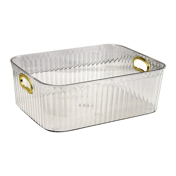 HCTSHG Transparent Storage Basket, Snacks Cosmetic Organizer Box,Plastic Bin for Toiletries Office Home Bathroom Countertop Organization Use Kitchen Cabinet Organizer Medicine Cabinet Bin