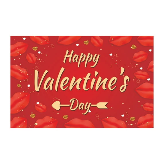 HCTSHG Valentine's Day Banner Happy Valentine's Day Background Cloth Banner Valentine's Day Party Flag Decoration Articles Party Decorations Supplies Valentines Party Photo Booth Prop