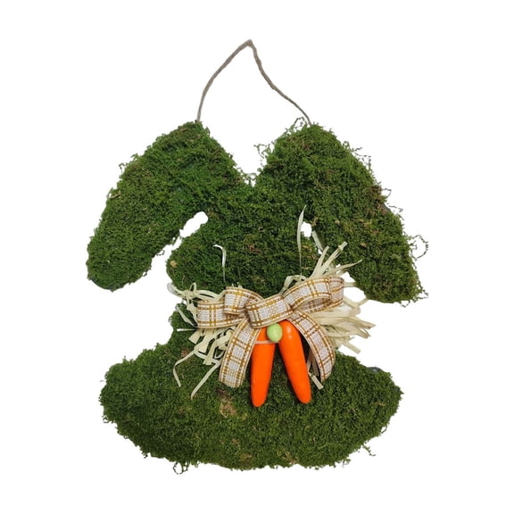 HCTSHG Wall Hanging Greenery Decor Easter Themed Door Wreath Ornament,Spring Bunny Shaped Artificial Flower with Daisies Bow Knot for Front Door Summer Farmhouse Holiday Wall Home Window Decor