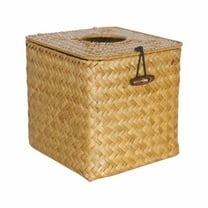 HCTSHG Wicker Tissue Box Cover, Rattan Square Tissue Box Holder, Boho Decorative Woven Water Hyacinth Cube for Bathroom, Living Room, Kitchen