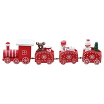 HCTSHG Wooden Train Christmas Ornament Decorations with Gingerbread Snowman Christmas Tree Figurine Mini Train Decor for Merry Christmas Home Table Xmas Gifts Noel Happy New Year Decortion