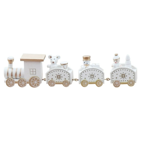 HCTSHG Wooden Train Christmas Ornament Decorations with Gingerbread Snowman Christmas Tree Figurine Mini Train Decor for Merry Christmas Home Table Xmas Gifts Noel Happy New Year Decortion