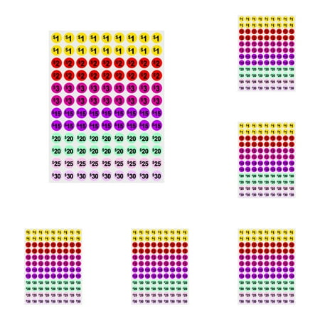 HCTSHG Yard Sale Stickers, 3/4 Inch Round Price Stickers with Multiple Denominations, Multicolor for Garage Sales, Flea Markets, County Fairs & Retail