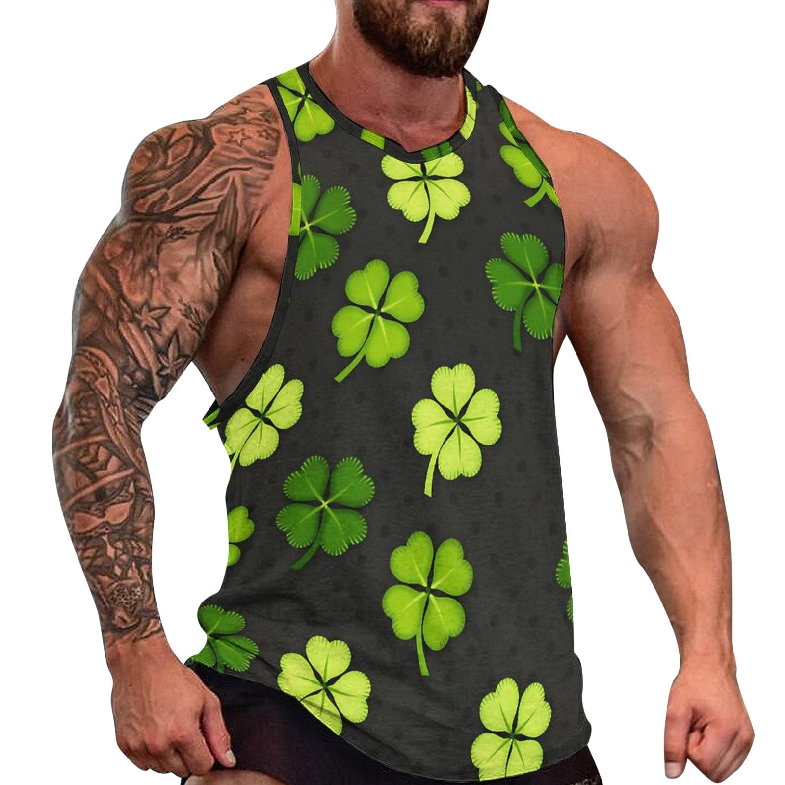 HCTYM Adult Tank Top Summer Beach Top Sleeveless Tank Shirt Mens