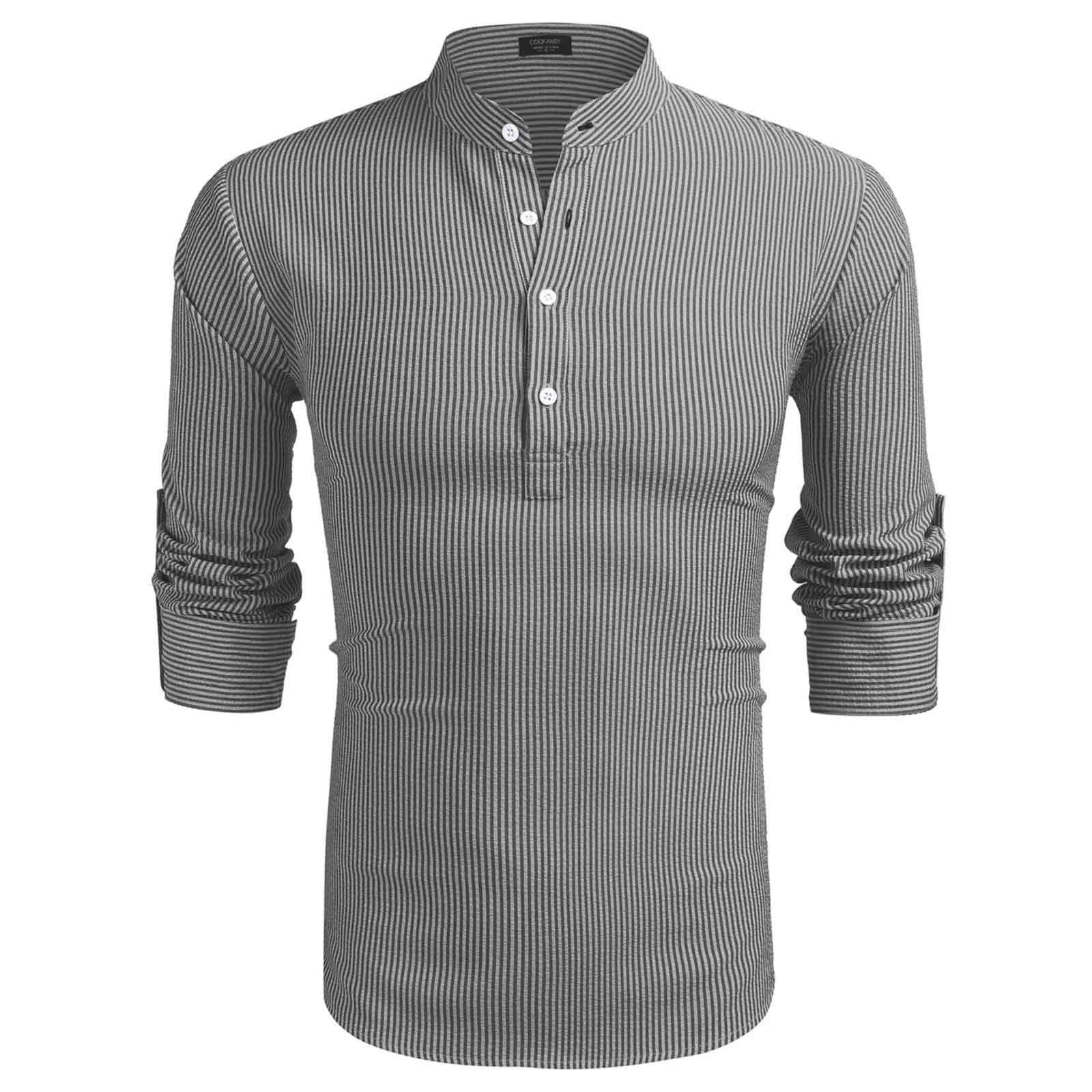 HCTYM Mens Tees Blouses Fitted ShirtsSummer Buttondown Shirt Men's