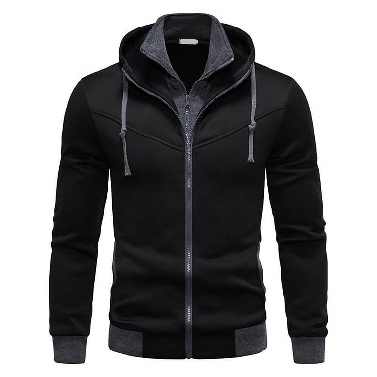 HCTYM Outdoor Coat Jackets Loose Lightweight Coats Mens Windbreaker Jackets Men s Zipper Hooded Men s Jacket Plus Size Cardigan Hooded Jacket Solid Color Puffy Jacket Walmart