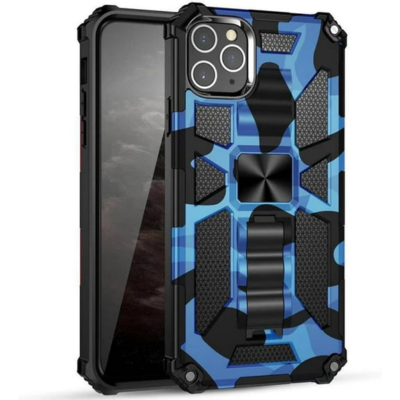 HCTian Case Compatible with Apple iPhone 15 Phone Cases Armor Heavy Duty Military Style PC+TPU Shockproof Camouflage Cover with Kickstand and Metal Stand for Magnetic Car Mount