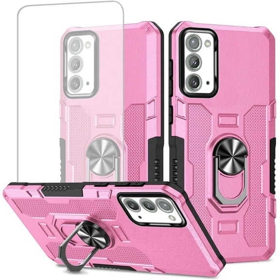 HCTian Case for Galaxy Note 20 5G Case, Samsung Note 20 SM-N981U Case with Tempered Glass Screen Protector, Heavy Duty Metal Ring Magnetic Kickstand Phone Cover for Samsung Galaxy Note20