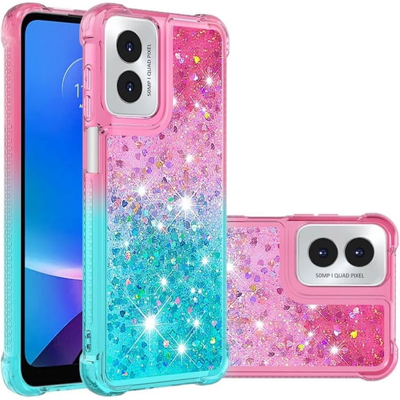 HCTian Case for Motorola Moto G Play 4G 2024, Premium Stylish Gradient Bling Quicksand Sparkle Shiny Glitters Fashion Shockproof Cover Case for Motorola Moto G Play 4G 2024