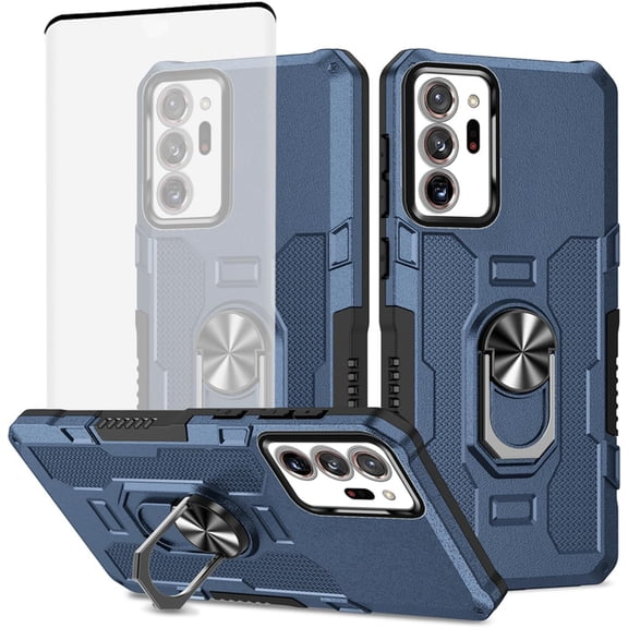 HCTian Case for Samsung Galaxy Note 20 Ultra 5G Case SM-N986U Case with Tempered Glass Screen Protector, Heavy Duty Metal Ring Magnetic Kickstand Phone Cover for Samsung Galaxy Note 20 Ultra