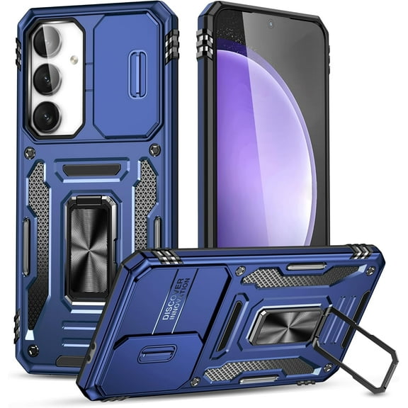 HCTian Case for Samsung Galaxy S25 Phone Case with Kickstand & Slide Camera Cover, Military Grade Shockproof Protective Cover for Galaxy S25 Case