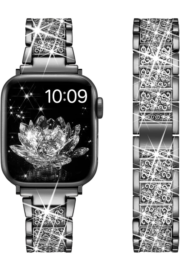 Compatible with Apple Watch Bands for Women 38mm 40mm 41mm 42mm 44mm 45mm 46mm 49mm, Dressy Apple Watch Bands Bling Bracelet for iWatch Series 11 10 9 8 7 SE 6 5 4 3 2 1, Ultra 3/ 2/1（45mm)
