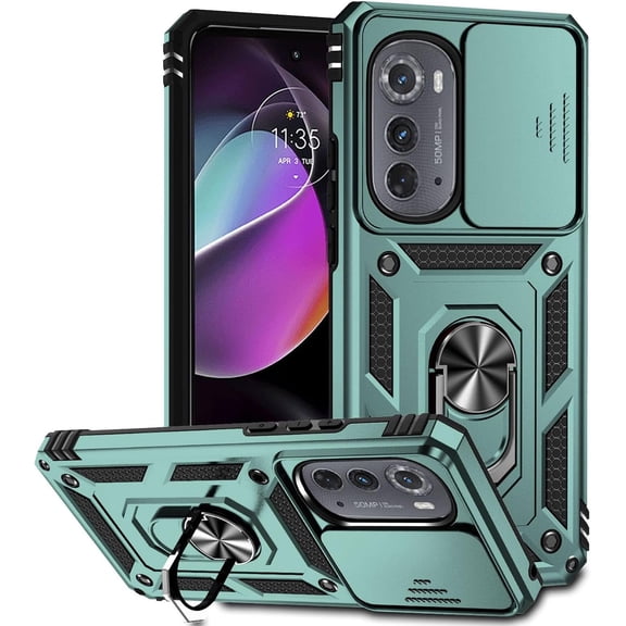 HCTian Military Grade Case for Moto Edge 2022 with Kickstand & Slide Camera Cover Protection - Shockproof Case for Motorola Moto Edge 2022 Phone