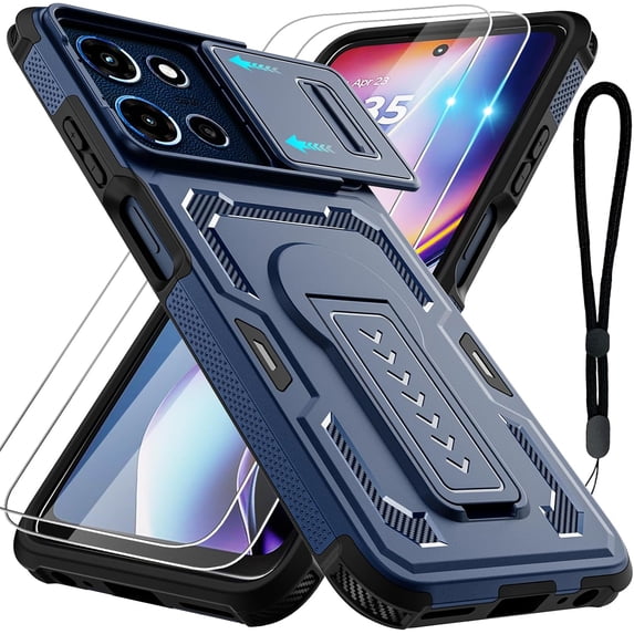 HCTian for Motorola Moto G Play 2026 Case, Moto G 2026/2025 Case with 2*Screen Protector, Upgrade Slide Camera Cover/Kickstand/Lanyard Strap, Military Grade Heavy Duty Shockproof Protective Case