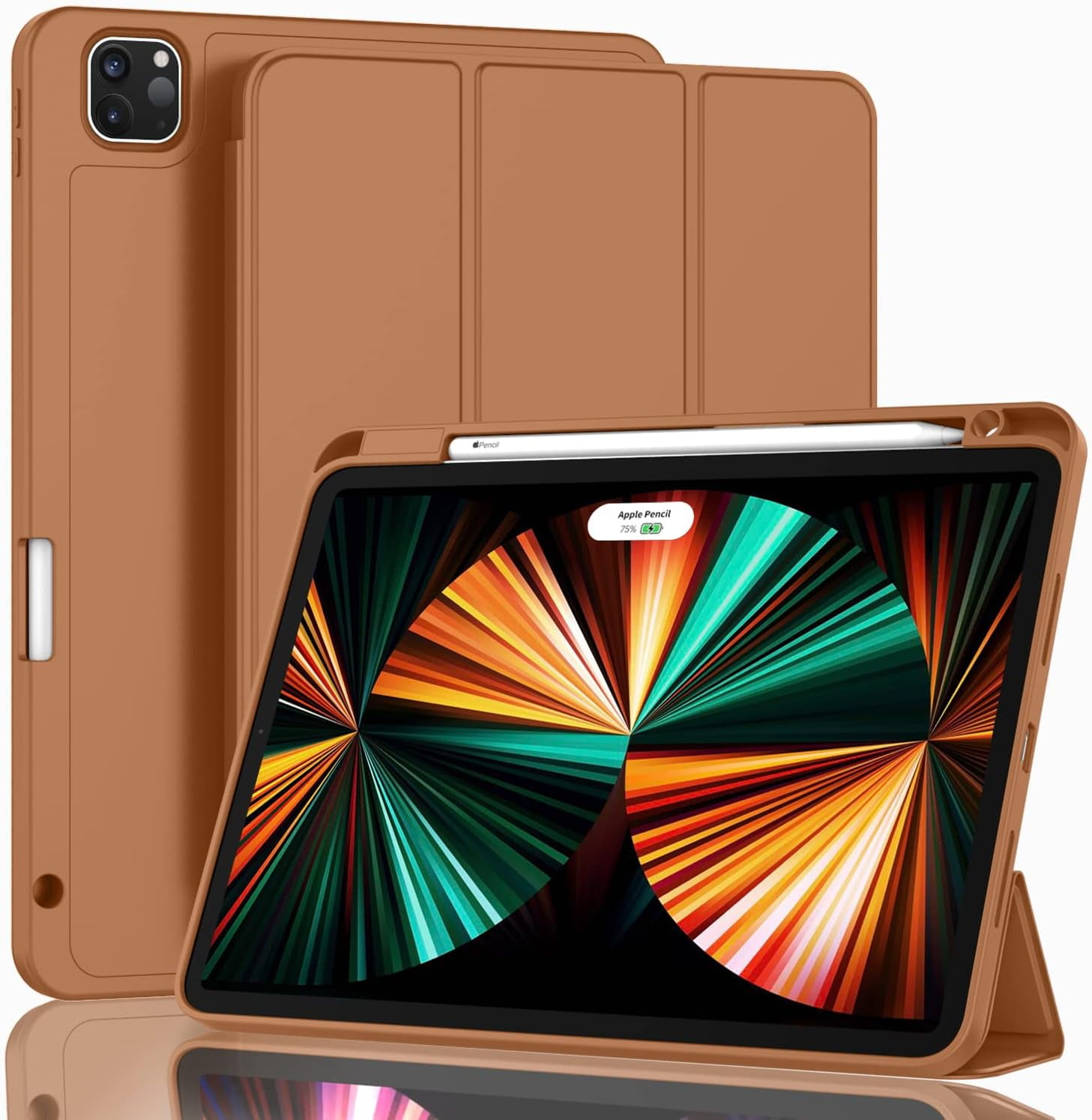 HCTian New iPad Pro 12.9 Inch Case 2022/2021/2020(6th/5th/4th Gen) with Pencil Holder,Smart Case [Support Touch ID and Auto Wake/Sleep] with Auto 2nd Gen Pencil Charging