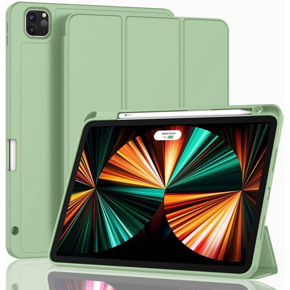 HCTian New iPad Pro 12.9 Inch Case 2022/2021/2020(6th/5th/4th Gen) with Pencil Holder,Smart Case [Support Touch ID and Auto Wake/Sleep] with Auto 2nd Gen Pencil Charging