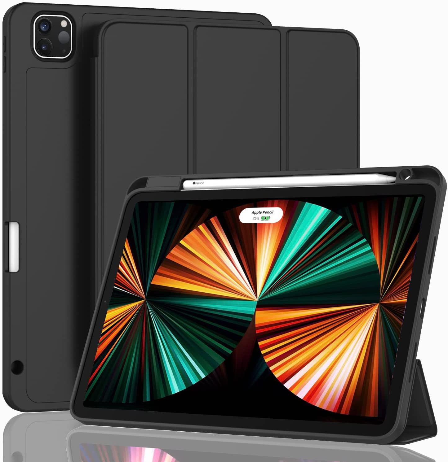 HCTian New iPad Pro 12.9 Inch Case 2022/2021/2020(6th/5th/4th Gen) with Pencil Holder,Smart Case [Support Touch ID and Auto Wake/Sleep] with Auto 2nd Gen Pencil Charging
