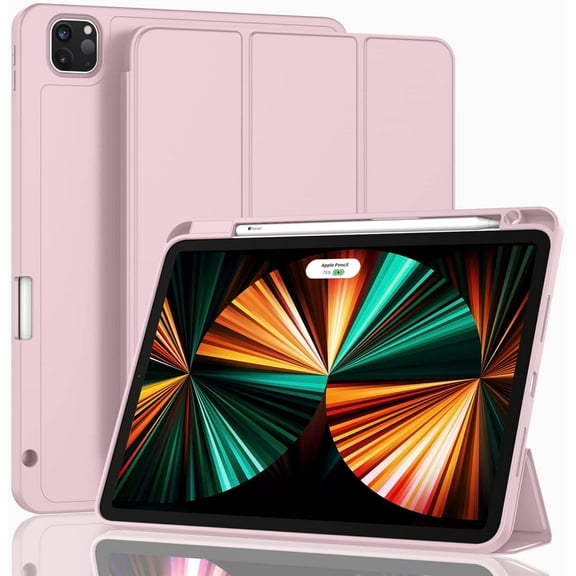 HCTian New iPad Pro 12.9 Inch Case 2022/2021/2020(6th/5th/4th Gen) with Pencil Holder,Smart Case [Support Touch ID and Auto Wake/Sleep] with Auto 2nd Gen Pencil Charging