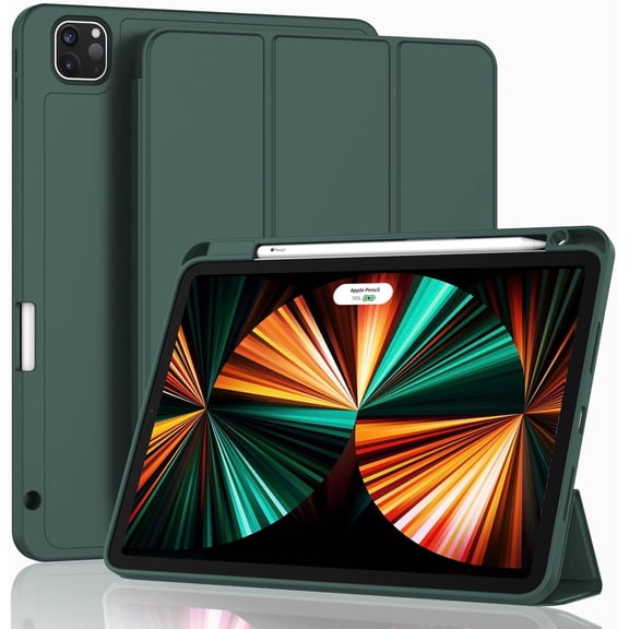 HCTian New iPad Pro 12.9 Inch Case 2022/2021/2020(6th/5th/4th Gen) with Pencil Holder,Smart Case [Support Touch ID and Auto Wake/Sleep] with Auto 2nd Gen Pencil Charging