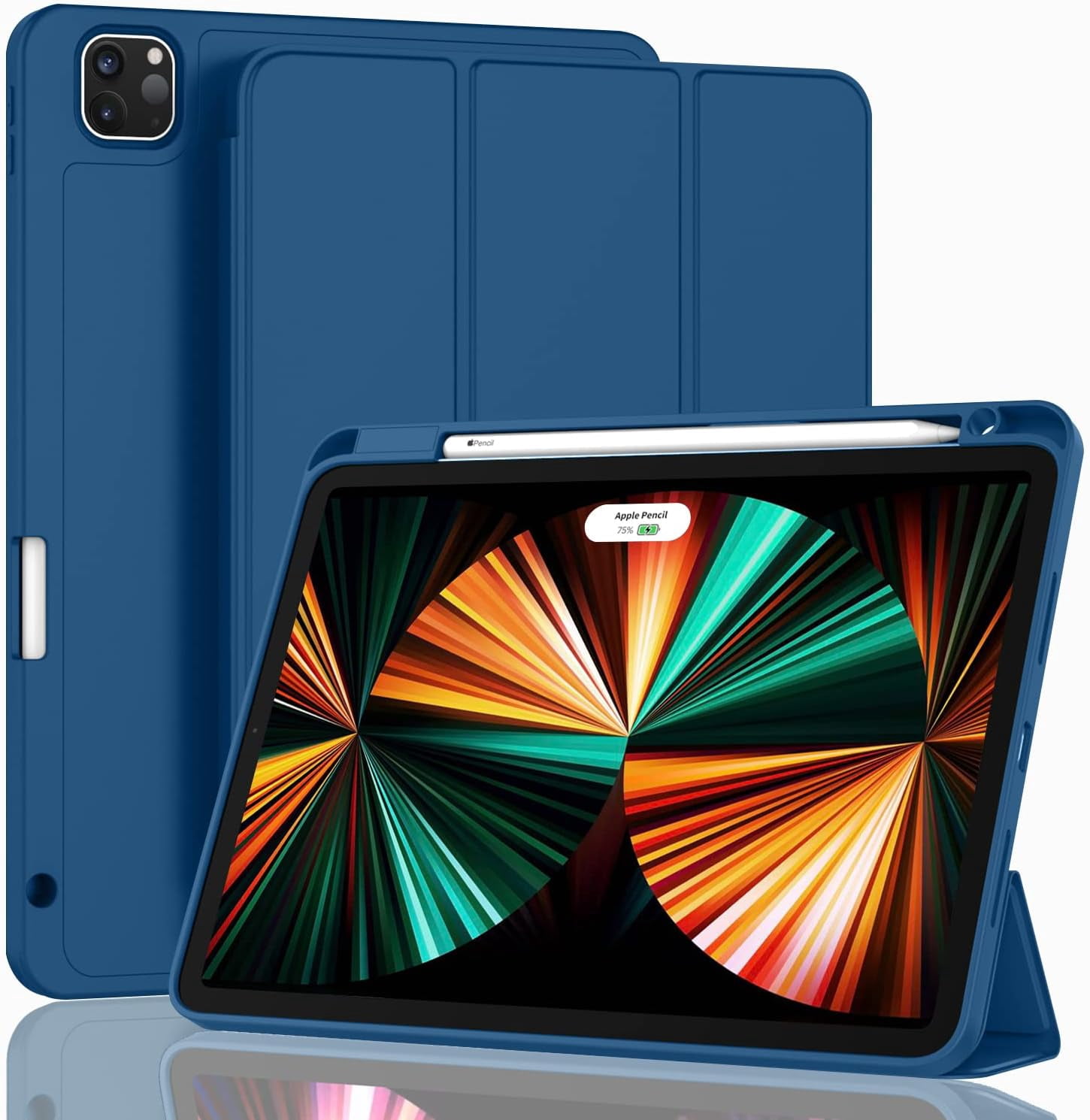 HCTian New iPad Pro 12.9 Inch Case 2022/2021/2020(6th/5th/4th Gen) with Pencil Holder,Smart Case [Support Touch ID and Auto Wake/Sleep] with Auto 2nd Gen Pencil Charging
