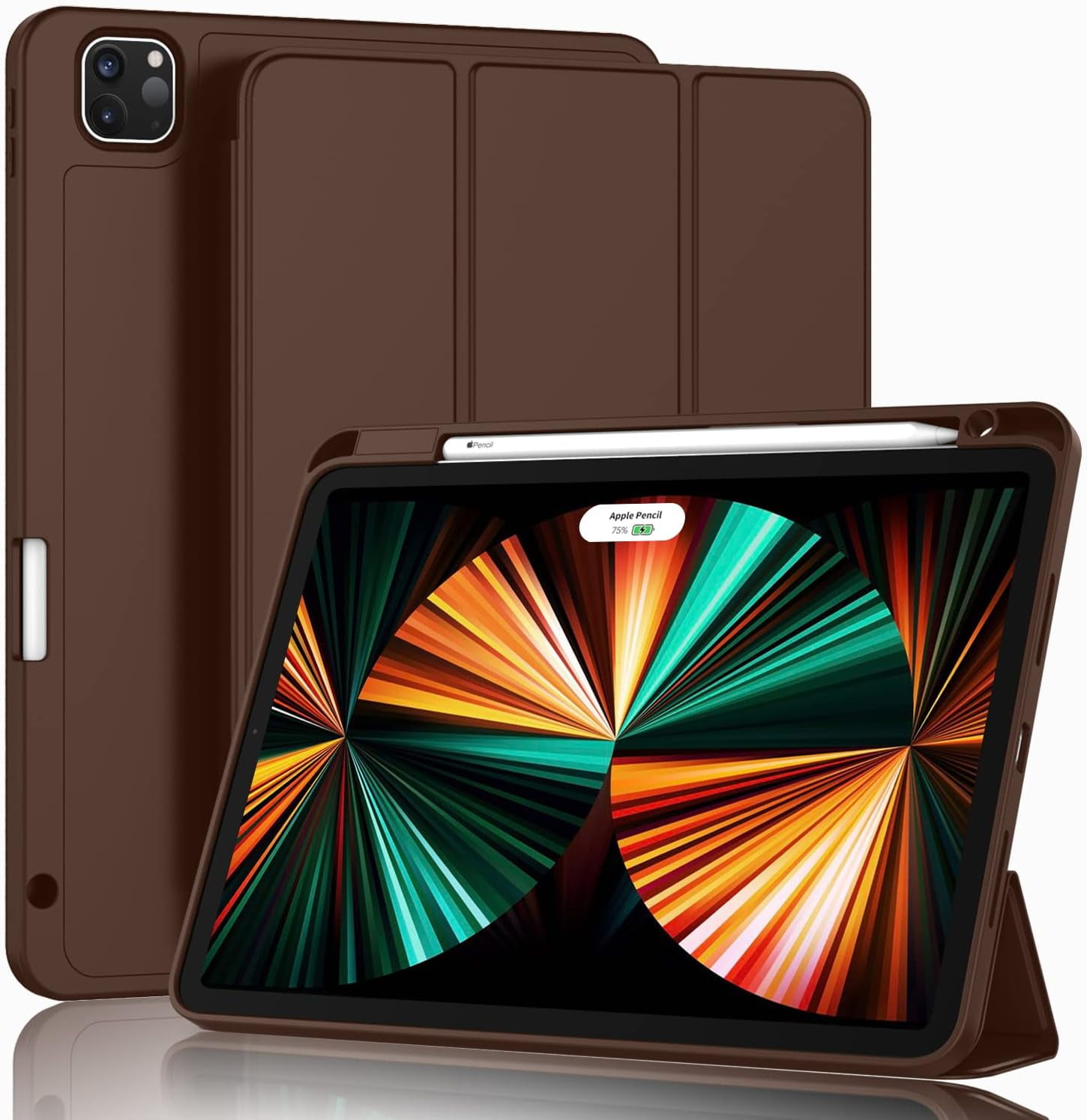 HCTian New iPad Pro 12.9 Inch Case 2022/2021/2020(6th/5th/4th Gen) with Pencil Holder,Smart Case [Support Touch ID and Auto Wake/Sleep] with Auto 2nd Gen Pencil Charging