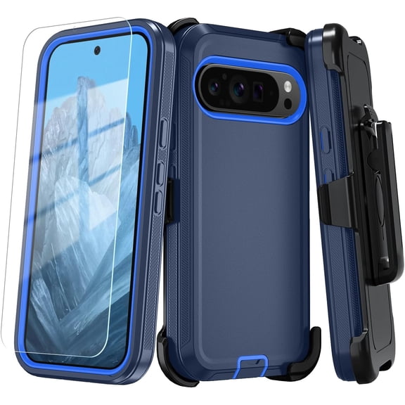HCTian Phone Case for Google Pixel 9 Pro XL Case with HD Screen Protector, Heavy Duty Shockproof & Dropproof 3-Layer Cover Phone Case for Pixel 9 Pro XL